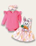 Rabbit Appliqué Suspender Two-piece Set