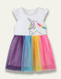 Cute Unicorn Rainbow Tulle Dress - Bebehanna