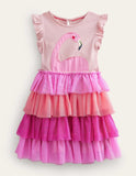 Flamingo Appliqué Tulle Dress - Bebehanna