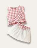 Multicolor Plaid Top + Skirt Set
