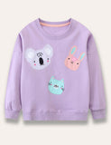 Cartoon Animal Appliqué Sweatshirt - Mini Taylor