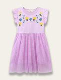 Floral Embroidered Tulle Dress - Bebehanna