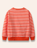 Engineering Vehicle Appliqué Striped Sweatshirt