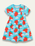 Strawberry Cloud Print Dress - Bebehanna