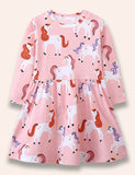 Unicorn Printed Long Sleeve Dress