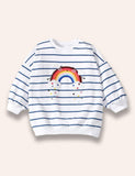 Cute Rainbow Appliqué Striped Sweatshirt+Rainbow Printed Leggings