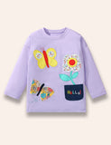 Flower Rainbow Appliqué Long Sleeve T-Shirt