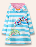 Dolphin Appliqué Hooded Sweatshirt Dress