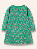 Floral Cartoon Birdy Appliqué Dress