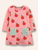 Cartoon Apple Printed Dress