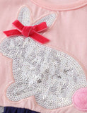 Sequined Bunny Heart Dotted Dress