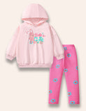 Cute Bunny Printed Hooded Sweatshirt+Floral Leggings