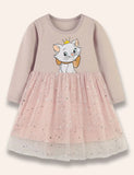 Cartoon Cat Printed Tulle Dress