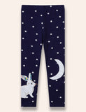 Rabbit Moon Appliqué Starry Leggings