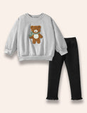 Fluffy Cute Bear Sweatshirt Set