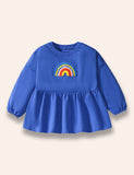 Fluffy Rainbow Sweatshirt Dress Set