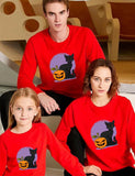 Halloween Black Cat Pumpkin Printed Family Matching Sweatshirt