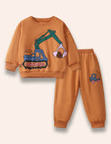 Excavator Printed Sweatshirt Set