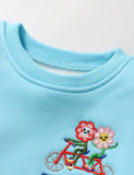 Pedal Power Flower Embroidered Sweatshirt Set