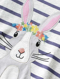 Bunny Appliqué Striped Sweatshirt Set