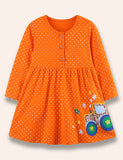 Country Life Truck Appliqué Dotted Dress