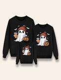 Halloween Cartoon Ghost Printed Family Matching Sweatshirt