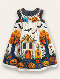 Halloween Haunted House Appliqué Dress