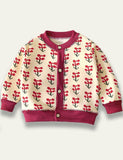 Cartoon Flower Plaid Cardigan - Bebehanna