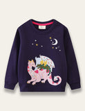 Dinosaurier Applikatioun Long-sleeved Sweater