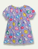 Easter Bunny Egg Printed Sleeveless Pleated Dress - Bebehanna