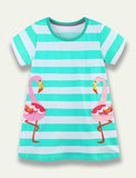 Flamingo Appliqué Striped Dress - Bebehanna