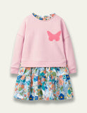 Floral Butterfly Sweatshirt Dress - Bebehanna