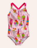 Ice Cream Cross-back Printed Swimsuit