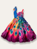 Summer Clearance - Mom&me Peacock Appliqué Long Dress