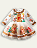 Clearance Sale-Christmas Gingerbread Man Appliqué Tulle Dress - Bebehanna