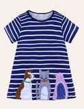 Animal Appliqué Striped Dress - Bebehanna