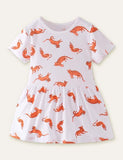 Animal Cartoon Printed Dress - Bebehanna