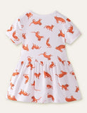 Animal Cartoon Printed Dress - Bebehanna