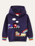 Hoodie met dierentreinapplicatie