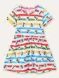 Bee Print stripete kjole