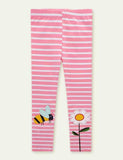 Bee&Flower Appliqué Knitted Striped Leggings - Bebehanna