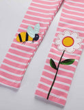 Bee&Flower Appliqué Knitted Striped Leggings - Bebehanna