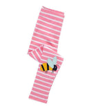 Bee&Flower Appliqué Knitted Striped Leggings - Bebehanna