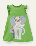 Big Elephant Appliqué Sleeveless Dress