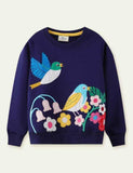 Bird Flower Appliqué Sweatshirt - Bebehanna