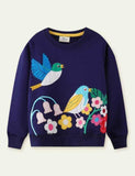 Sweat-shirt à appliqué fleur d'oiseau