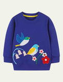 Bird Flower Appliqué Sweatshirt - Bebehanna