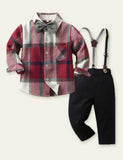 Bow Tie Gentleman Plaid Shirt Party Set - Bebehanna