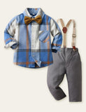 Bow Tie Gentleman Plaid Shirt Party Set - Bebehanna