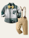 Bow Tie Gentleman Plaid Shirt Party Set - Bebehanna